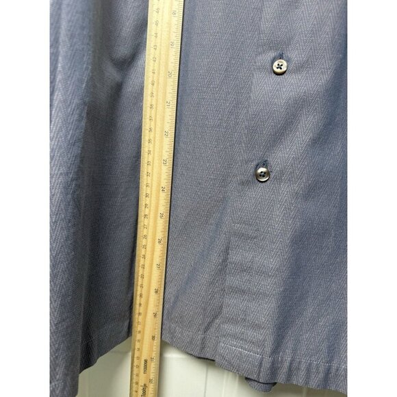 Paul Fredrick Herringbone Cotton Blue Finest Long Staple L/S Dress Shirt XL Slim - Picture 9 of 13